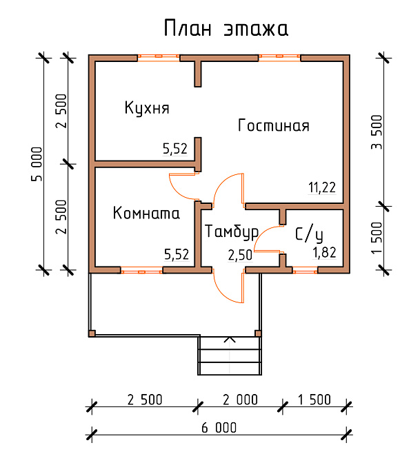 Дом № 1А (5х6 м) в Пензе
Дом № 1А (5х6 м)