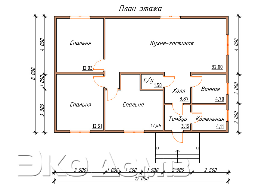 Дом (каркас) № 5 (8х12 м) в Пензе
Дом (каркас) № 5 (8х12 м)