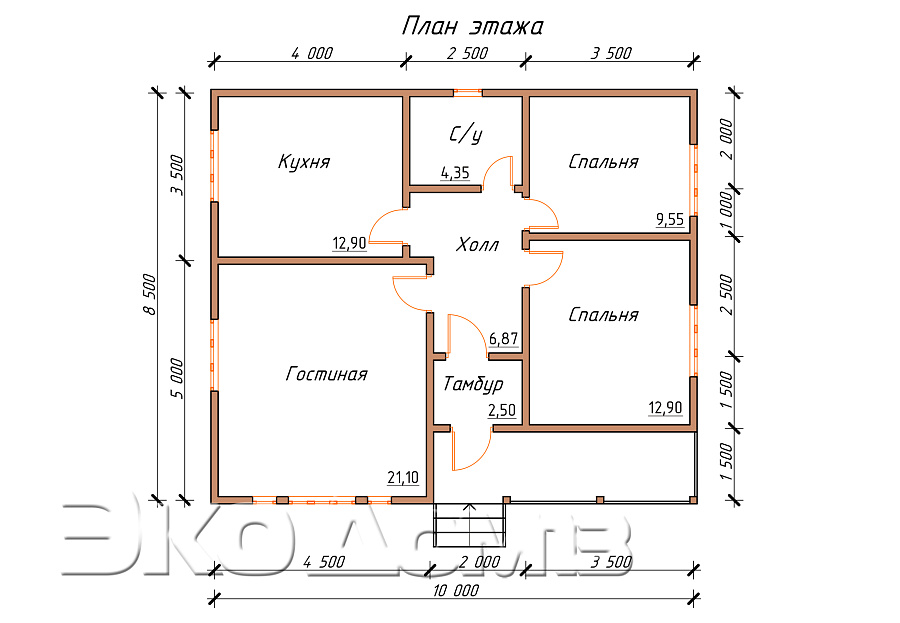 Дом № 2А (8,5х10 м) в Пензе
Дом № 2А (8,5х10 м)